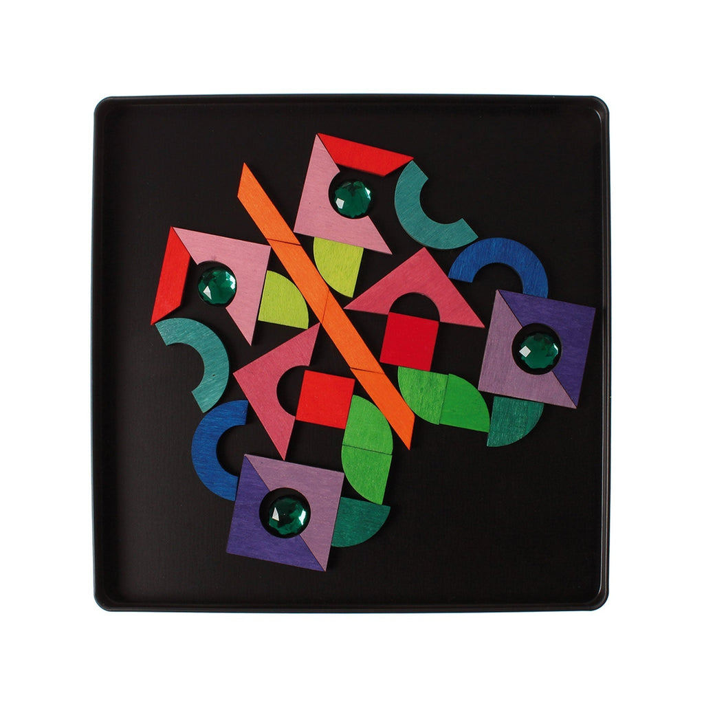 GRIMM'S mini magnetic Puzzle Triangle, Square, Circle with Sparkling Parts